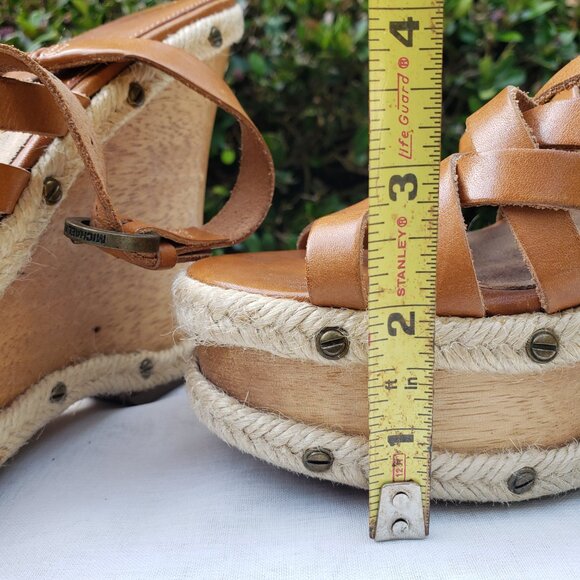 MICHAEL KORS | Tan Leather Slingback Wedge Heels - Picture 8 of 13